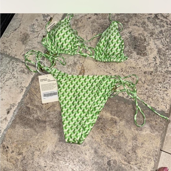 Green Patterned Bikini Set - Picture 1 of 4